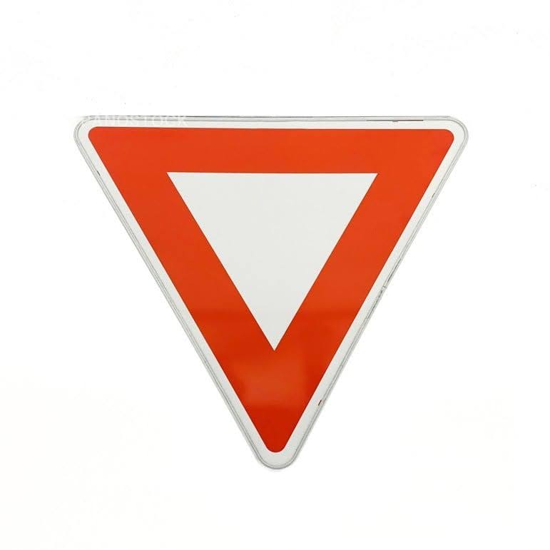 panneau c&eacute;dez le passage AB3a triangle invers&eacute; rouge blanc